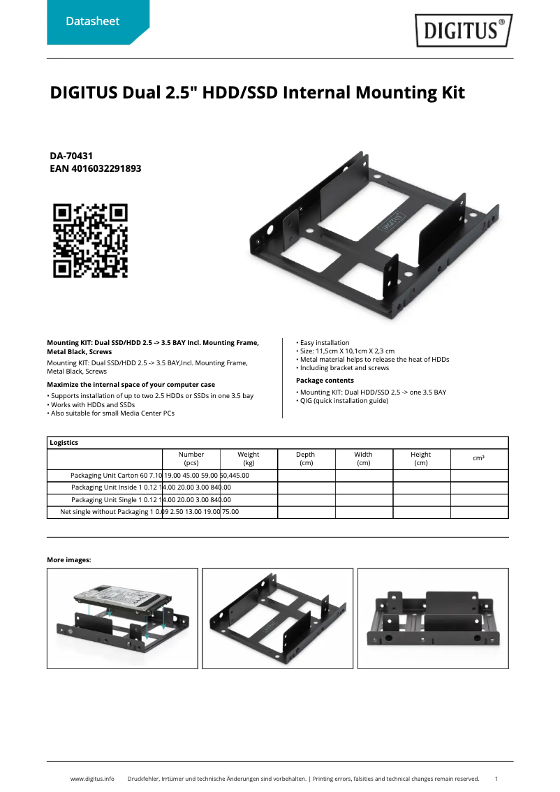 Página 1 del manual Ficha técnica Digitus DA-70431