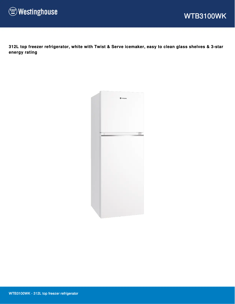 Image de la première page du manuel de l'appareil WTB3100WK