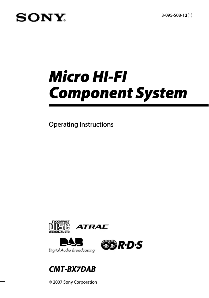 Página 1 del manual Manual de usuario Sony CMT-BX7DAB
