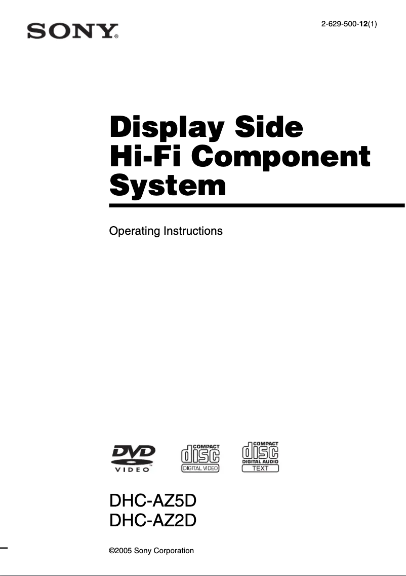Page 1 de la notice Manuel utilisateur Sony DHC-AZ2D