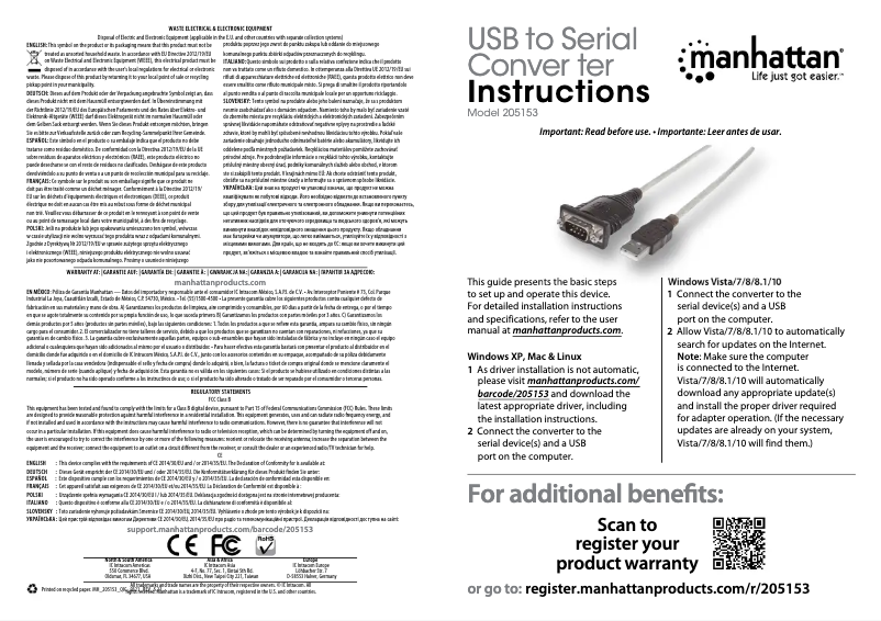 Page 1 de la notice Manuel utilisateur Manhattan 205153