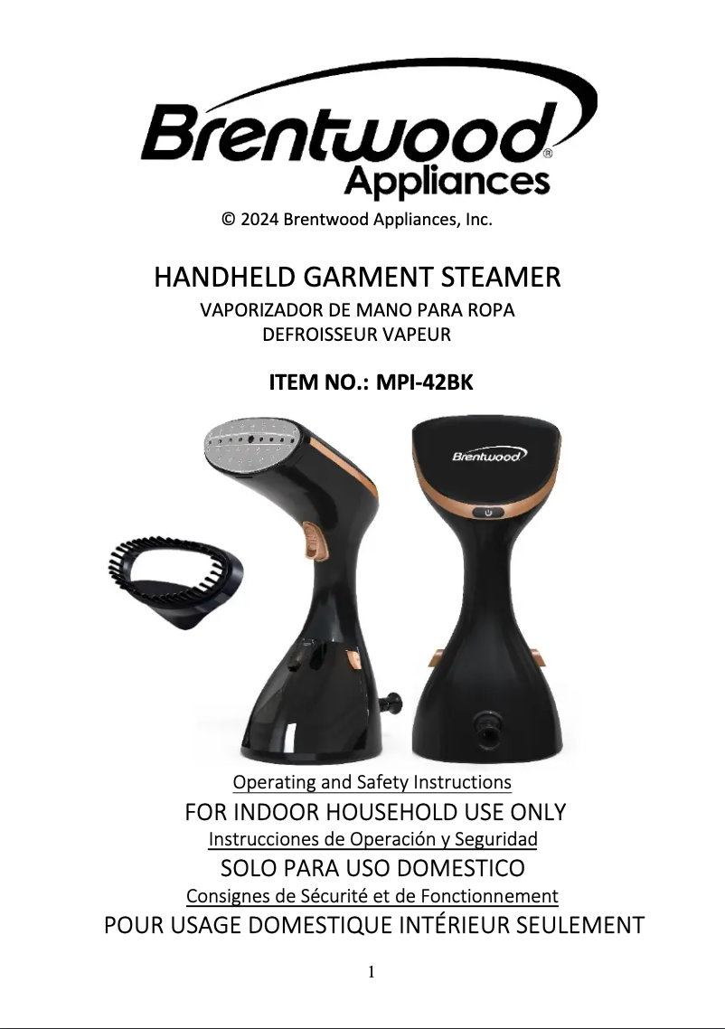 Page n°1 - Manuel utilisateur Brentwood MPI-42BK