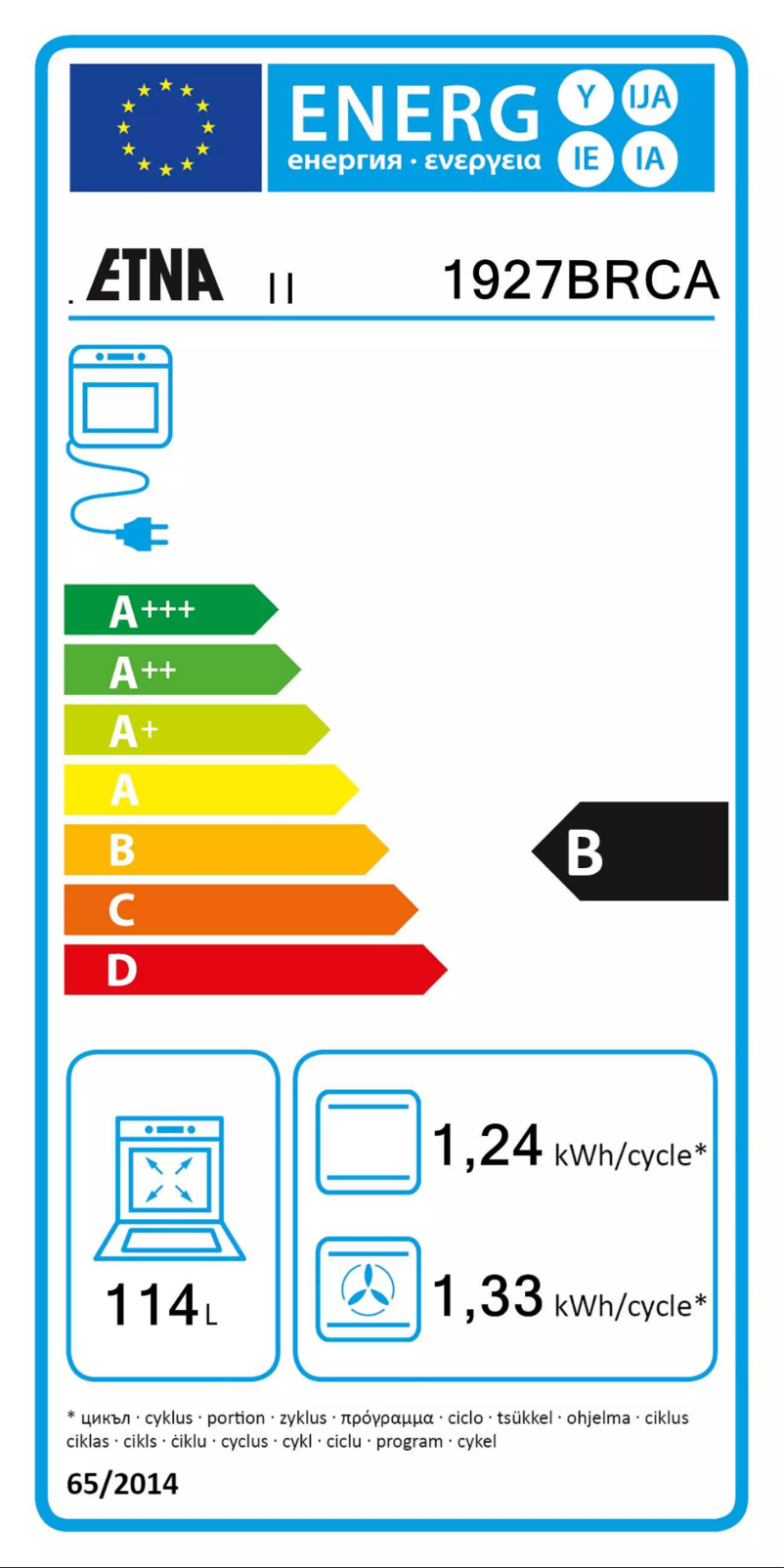 Page 1 de la notice Label énergétique Etna 1927BRCA
