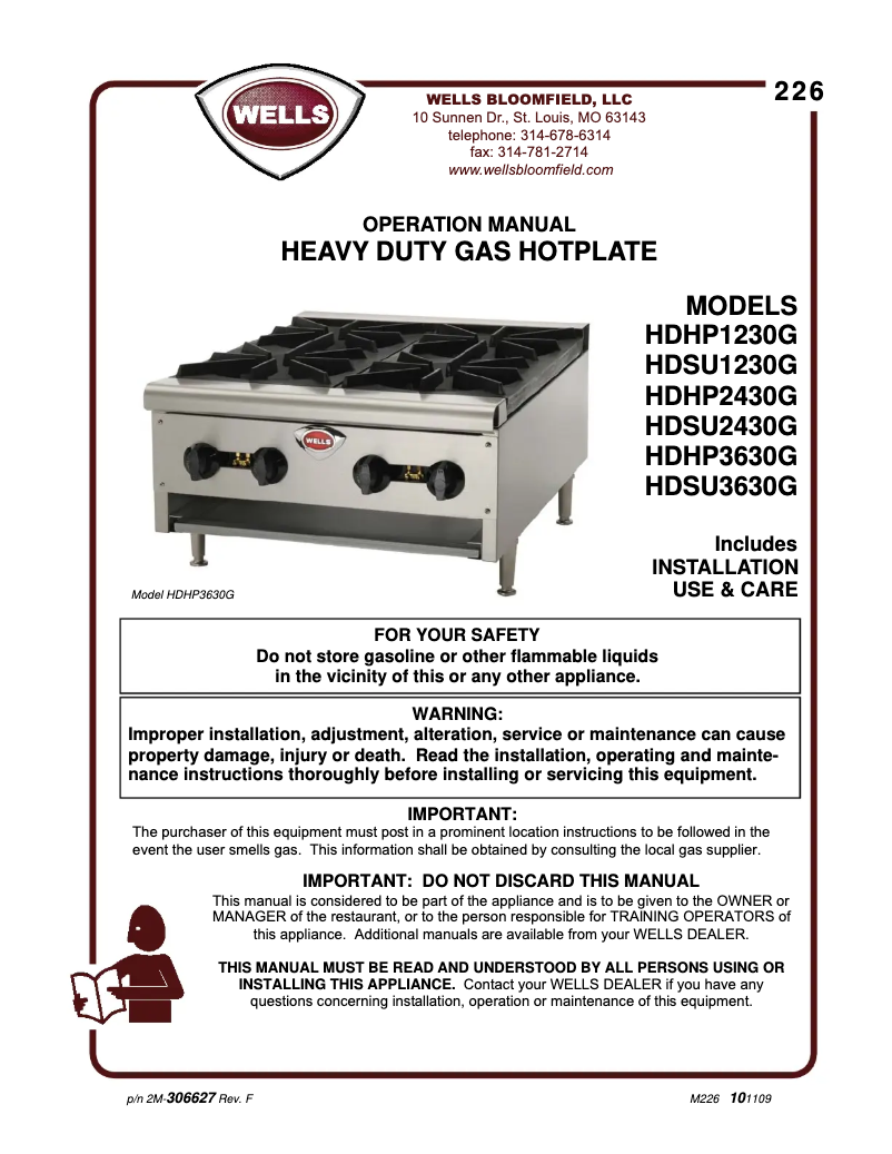 Page 1 de la notice Manuel utilisateur Wells HDHP2430G