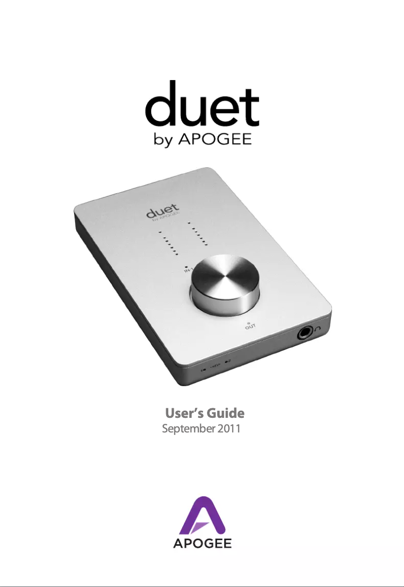 Page n°1 - Manuel utilisateur Apogee Duet 3
