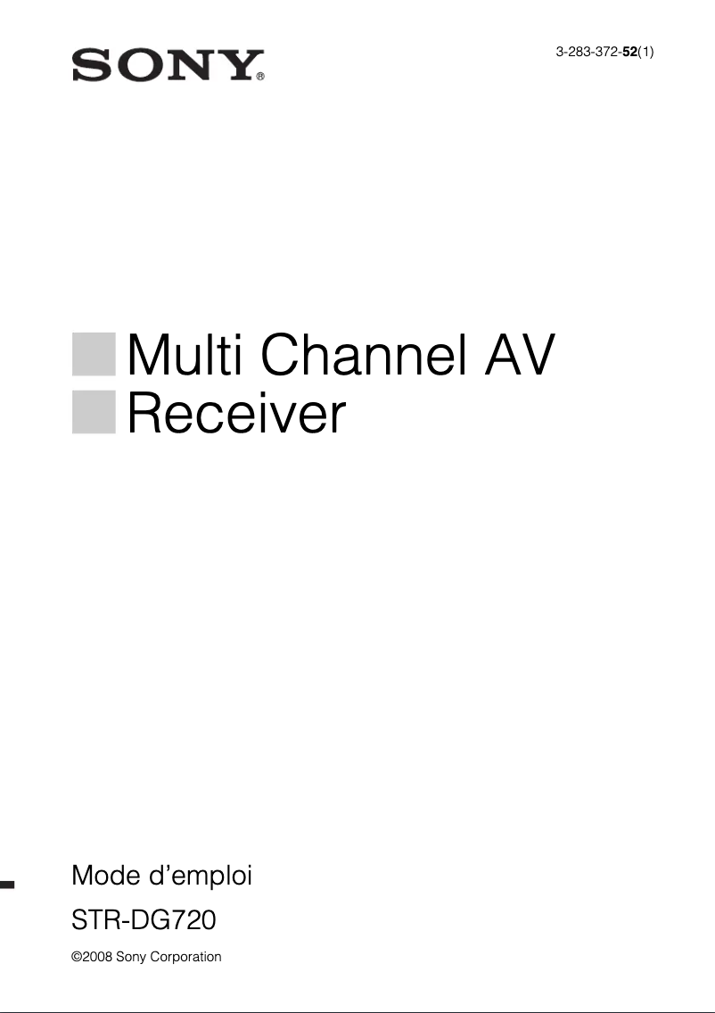 Page 1 de la notice Manuel utilisateur Sony STR-DG720