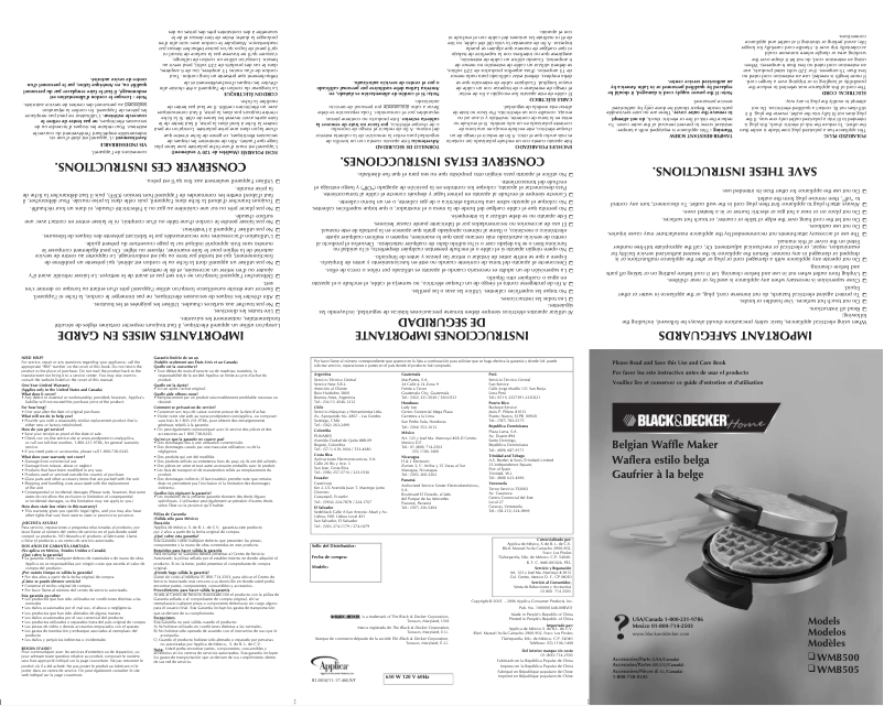 Page 1 de la notice Manuel utilisateur Black & Decker WMB505