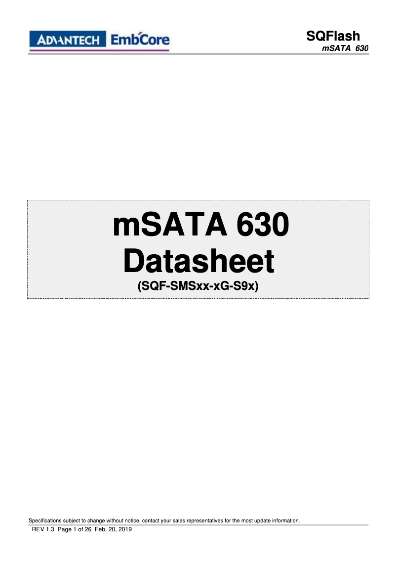 Page n°1 - Manuel utilisateur Advantech SQF-SMS 630