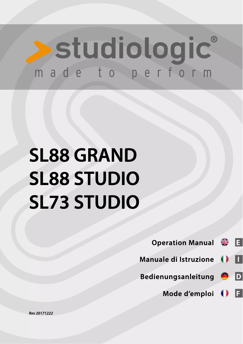 Page 1 de la notice Manuel utilisateur Studiologic SL73 Studio
