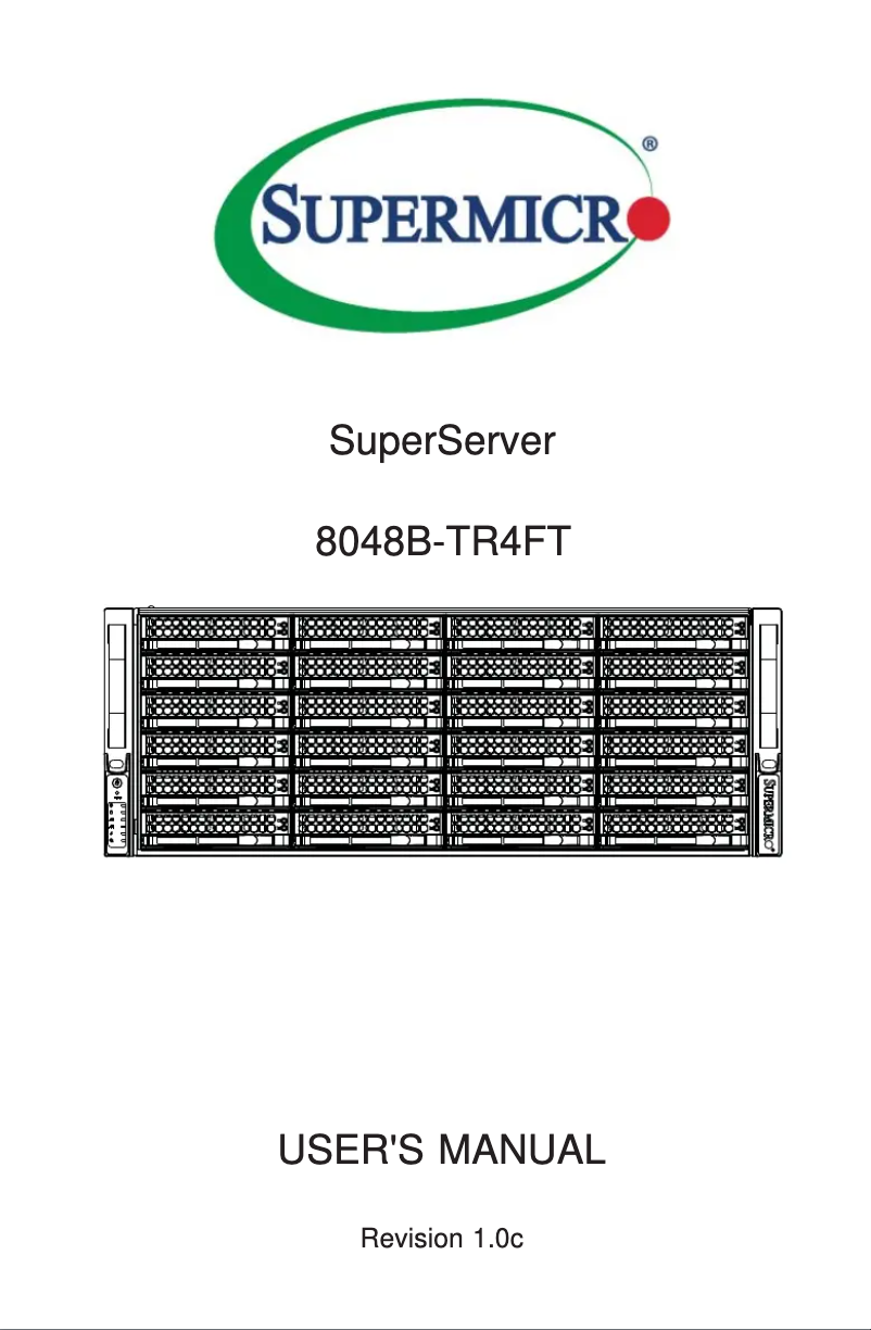 Page 1 de la notice Manuel utilisateur Supermicro SuperServer 8048B-TR4FT