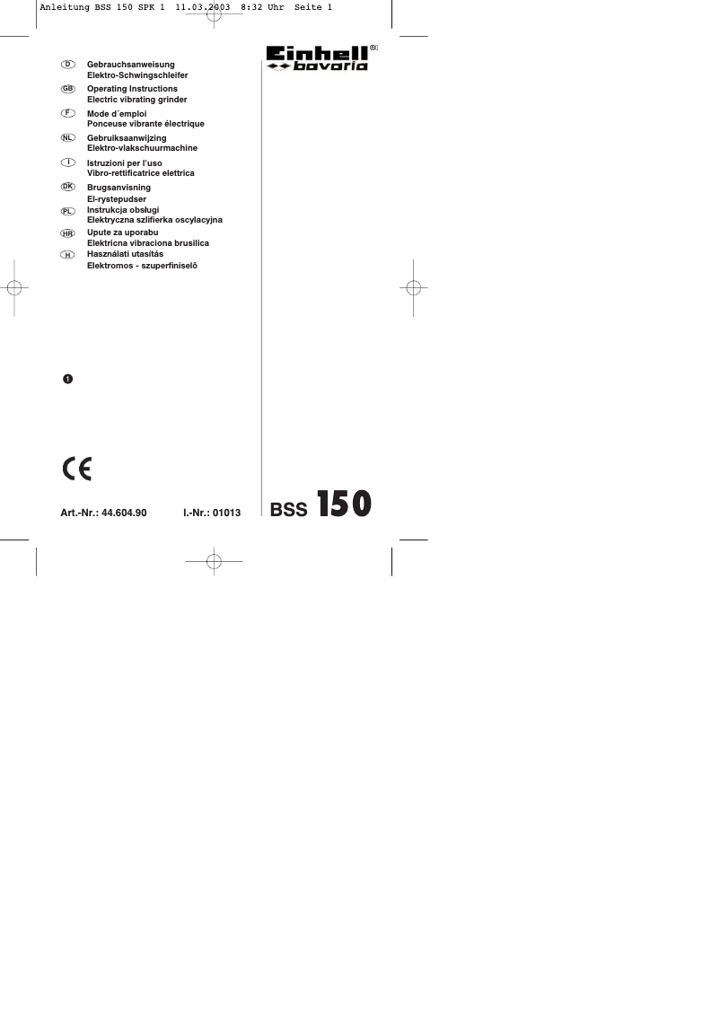 Image de la première page du manuel de l'appareil Bavaria BSS 150