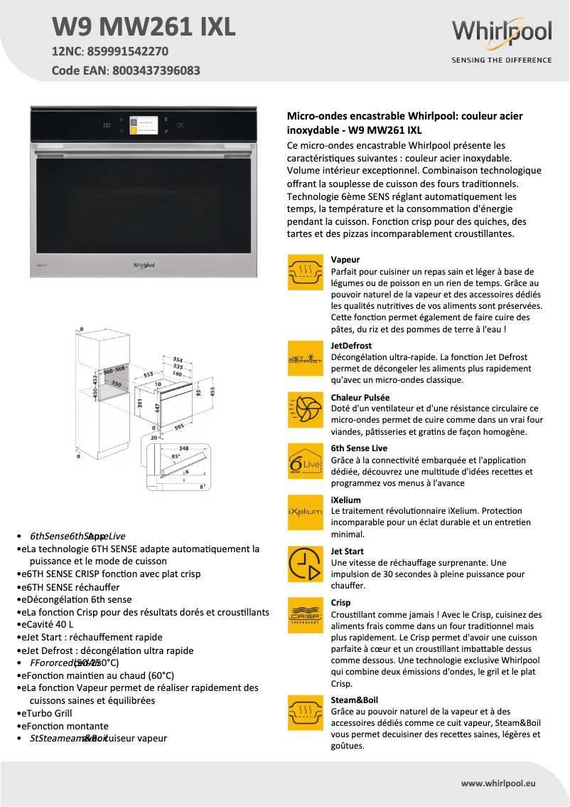 Image de la première page du manuel de l'appareil W9 MW261 IXL