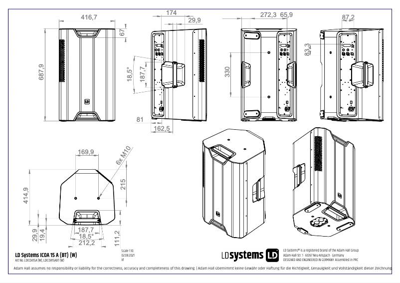 Page n°1 - Fiche technique LD Systems ICOA 15 A