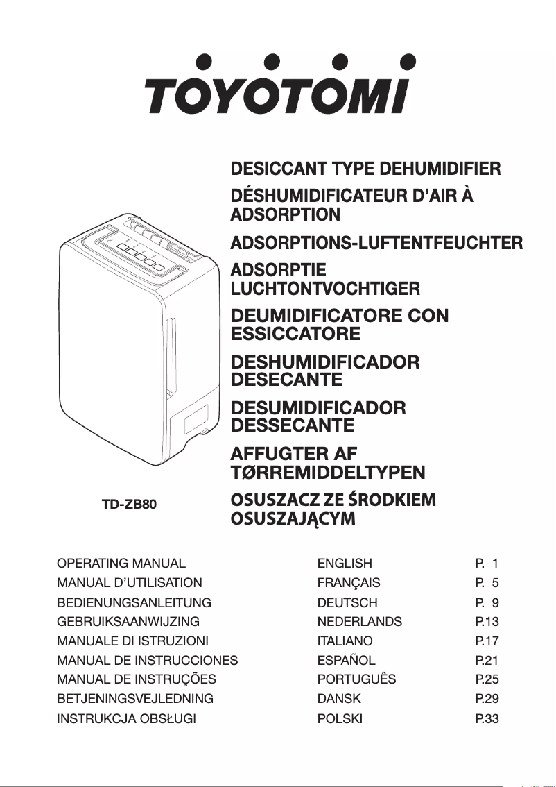 Page n°1 - Manuel utilisateur Toyotomi TD-ZB80
