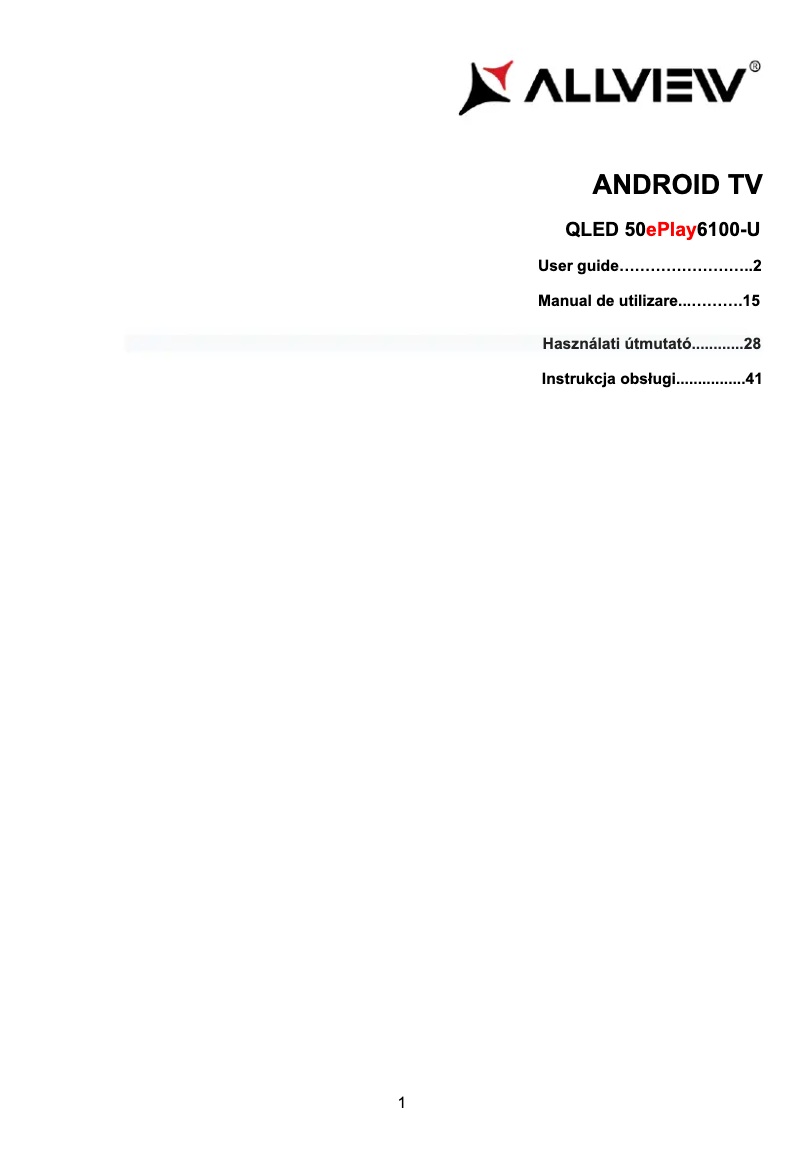 Page n°1 - Manuel utilisateur Allview QL50ePlay6100-U