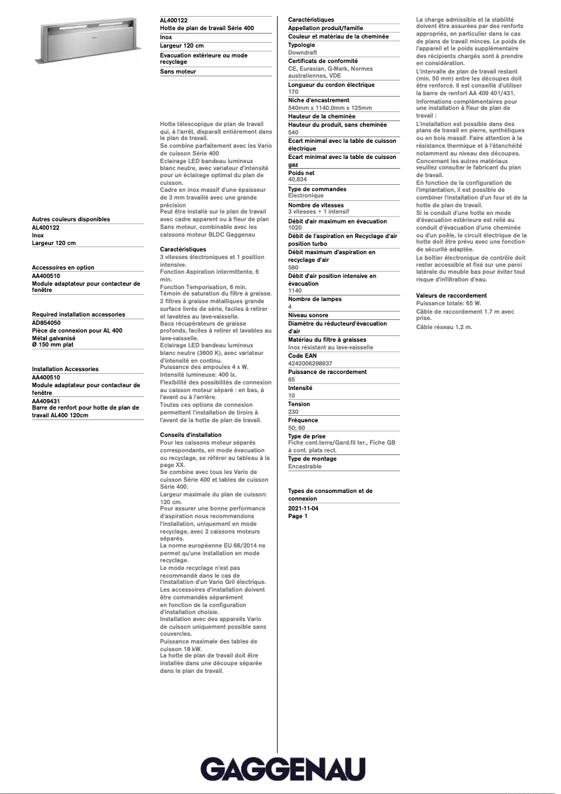 Imagen de la primera página del manual del dispositivo AL400122