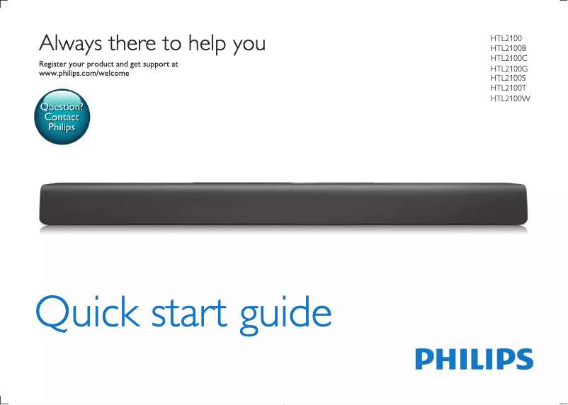 Page 1 de la notice Guide de démarrage rapide Philips HTL2100G