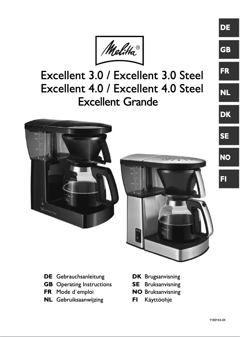 Page n°1 - Manuel utilisateur Melitta Excellent 4.0