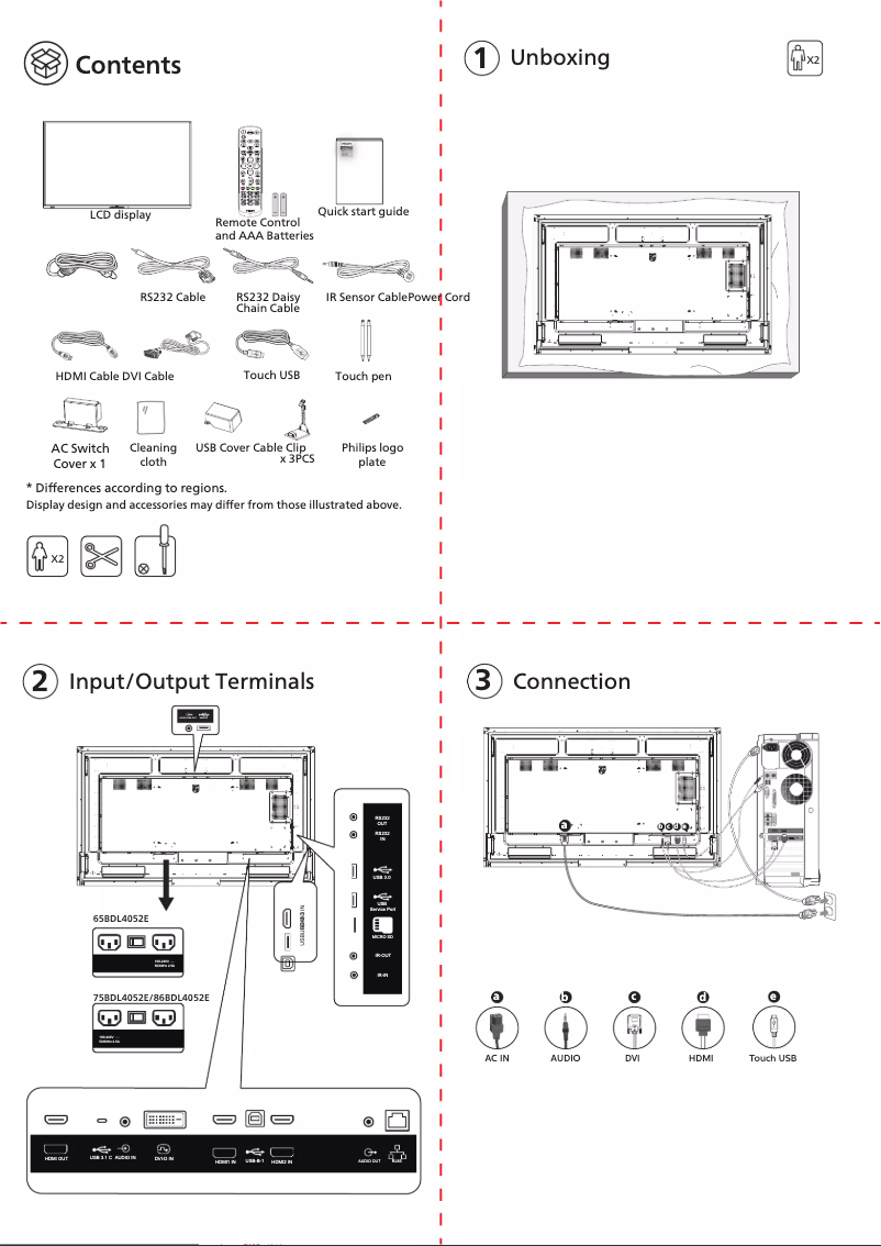 Page 1 of the manual Quick Start Guide Philips 65BDL4052E