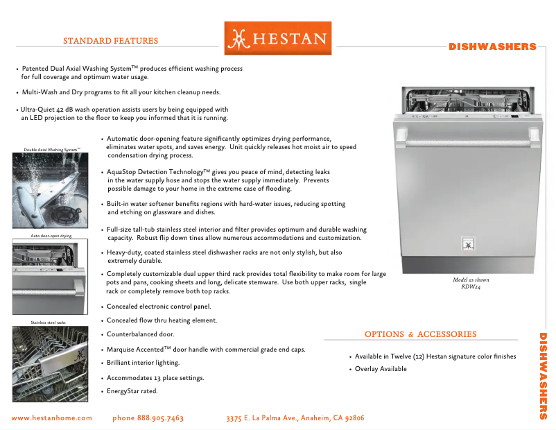 Page 1 de la notice Fiche technique Hestan KDW24-PP