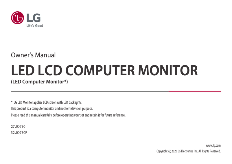 Page 1 of the manual User Manual LG 27UQ750