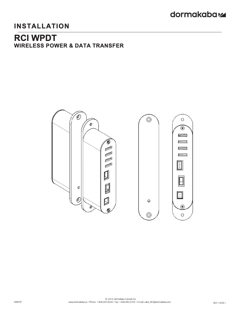 Page 1 de la notice Manuel utilisateur Dormakaba RCI WPDT