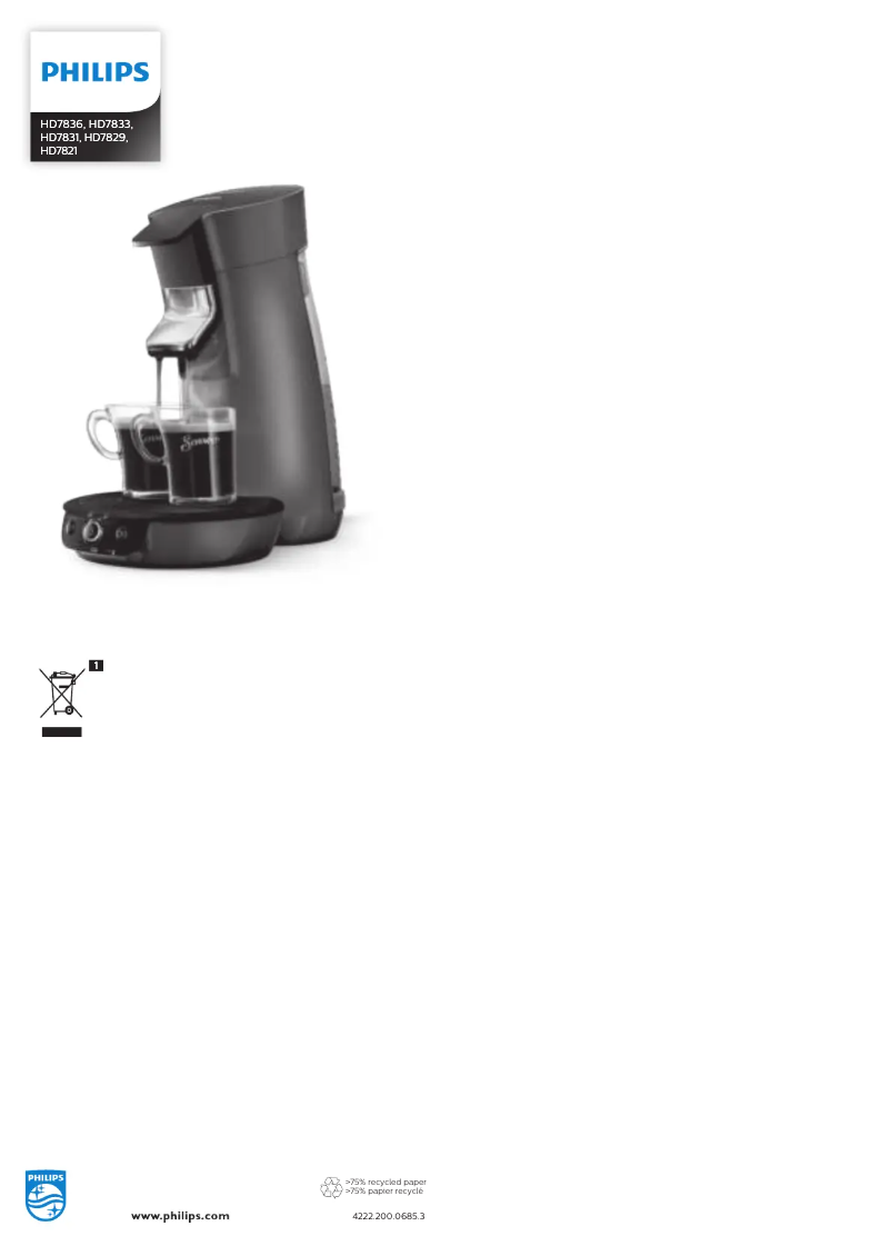 Page n°1 - Manuel utilisateur Philips Senseo Viva Café HD7829