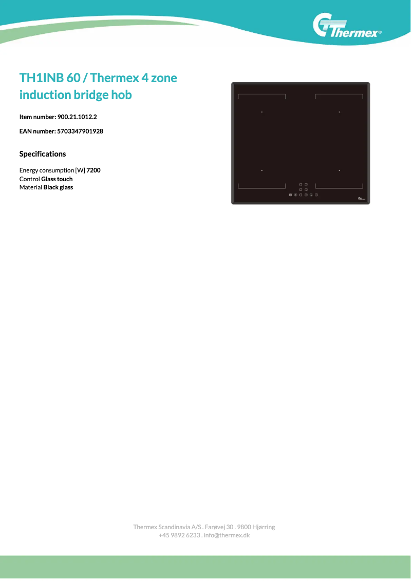 Page 1 de la notice Fiche technique Thermex TH1INB 60