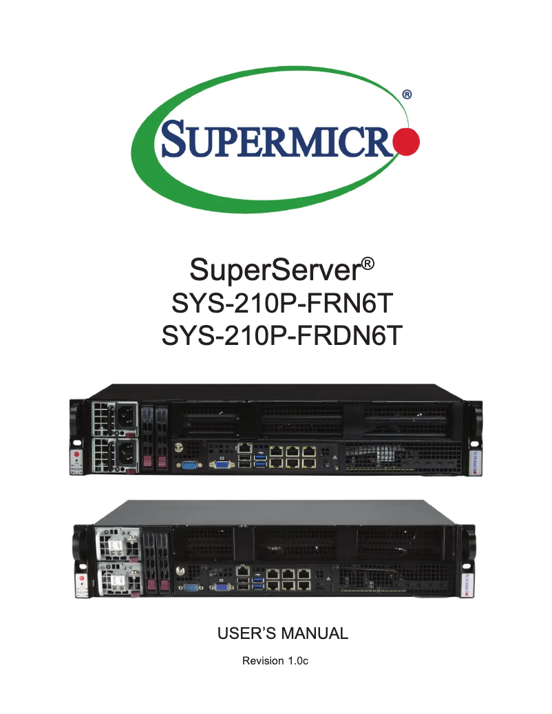 Image de la première page du manuel de l'appareil SuperServer SYS-210P-FRDN6T