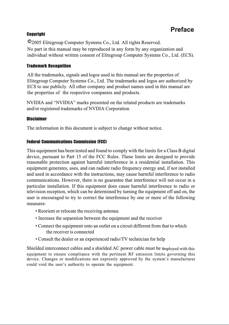 Page 1 de la notice Manuel utilisateur ECS N9400GT-512DZ-F