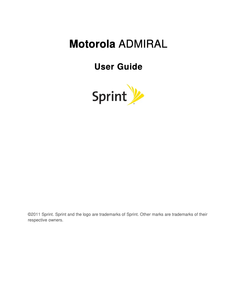 Page n°1 - Manuel utilisateur Motorola Admiral XT603
