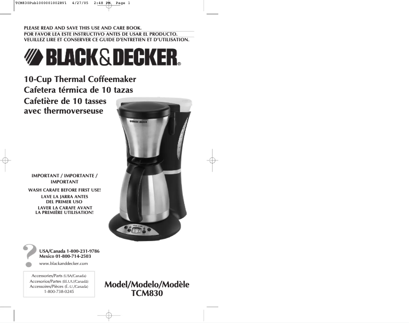 Page 1 de la notice Manuel utilisateur Black & Decker TCM830
