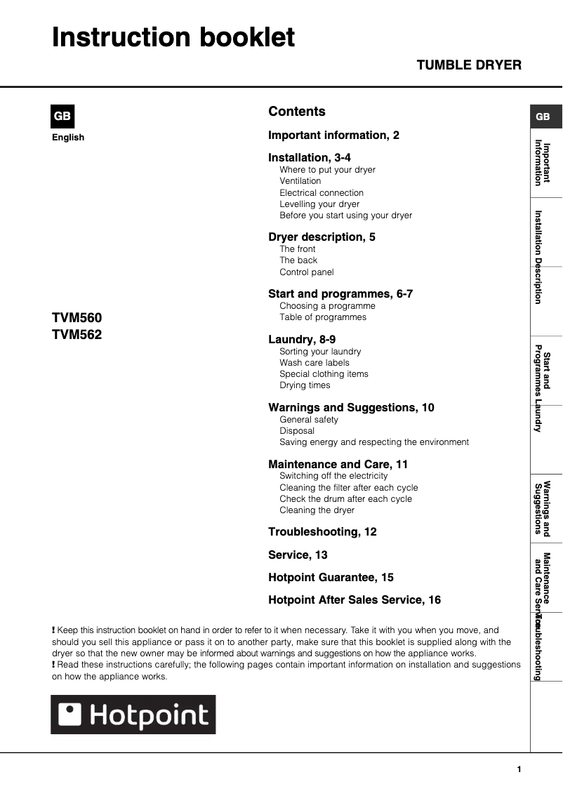 Image de la première page du manuel de l'appareil TVM562P