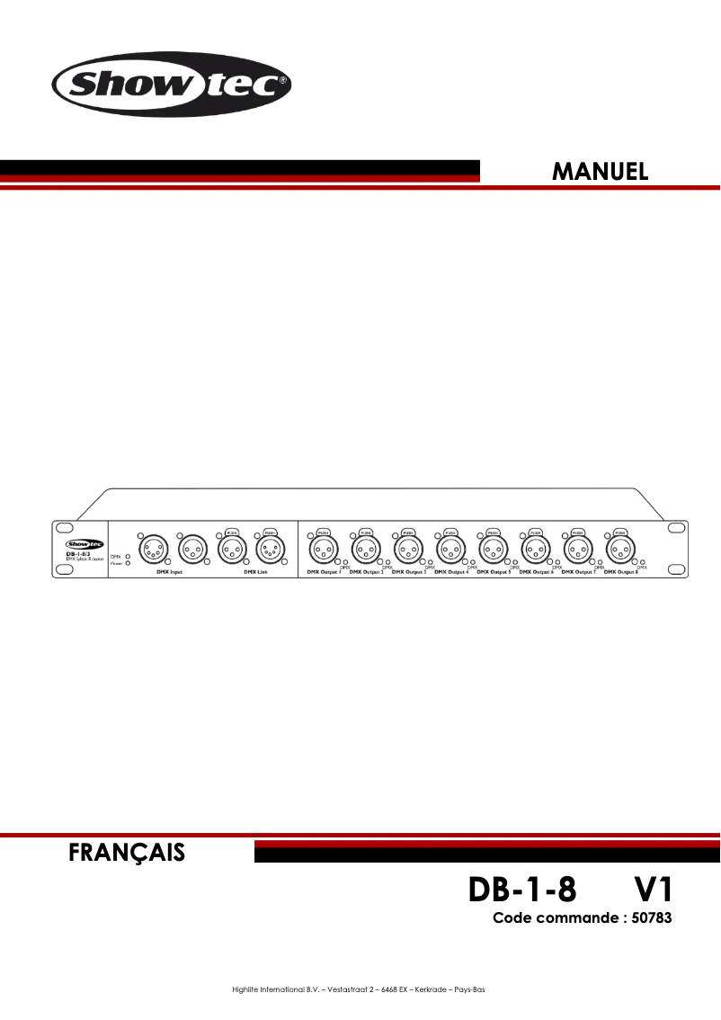 Page 1 de la notice Manuel utilisateur Showtec DB-1-8