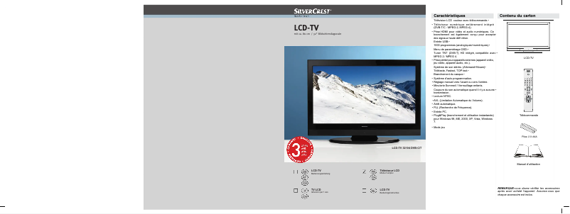 Page 1 de la notice Manuel utilisateur SilverCrest 32104 DVB-C/T