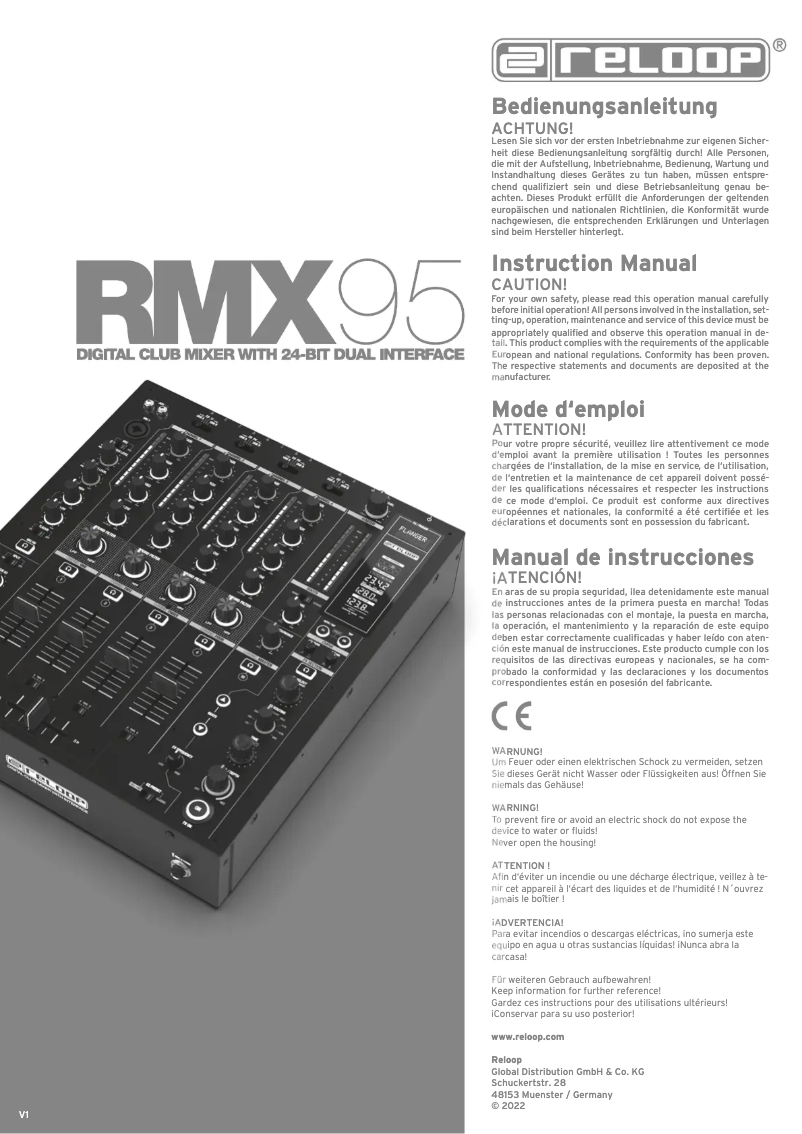 Page 1 de la notice Manuel utilisateur Reloop RMX-95