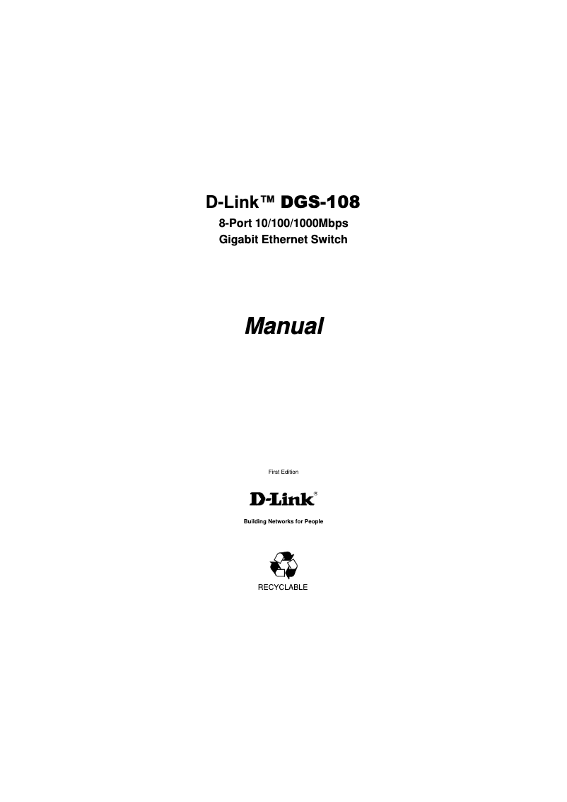 Page 1 of the manual User Manual D-Link DGS-108