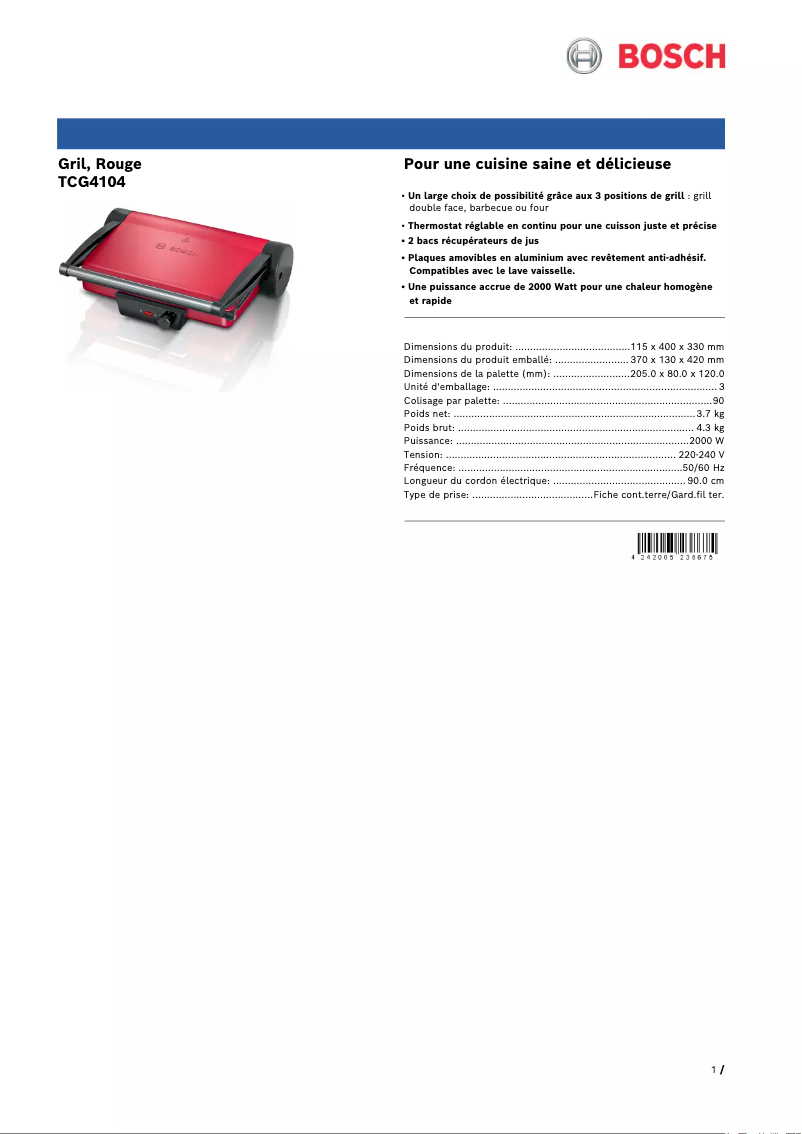 First page image of the manual for TCG4104