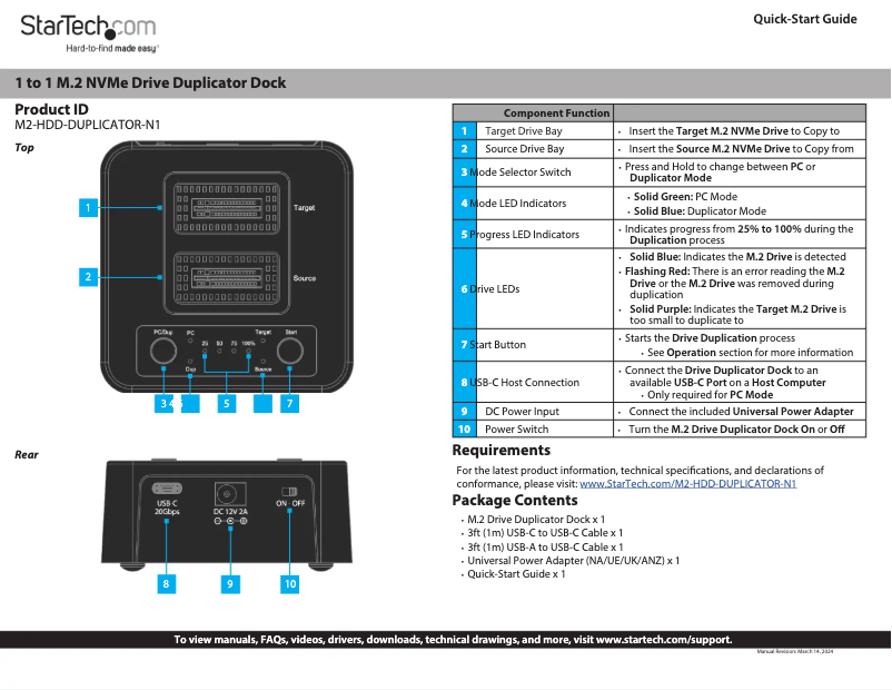 Page n°1 - Manuel utilisateur StarTech.com M2-HDD-DUPLICATOR-N1