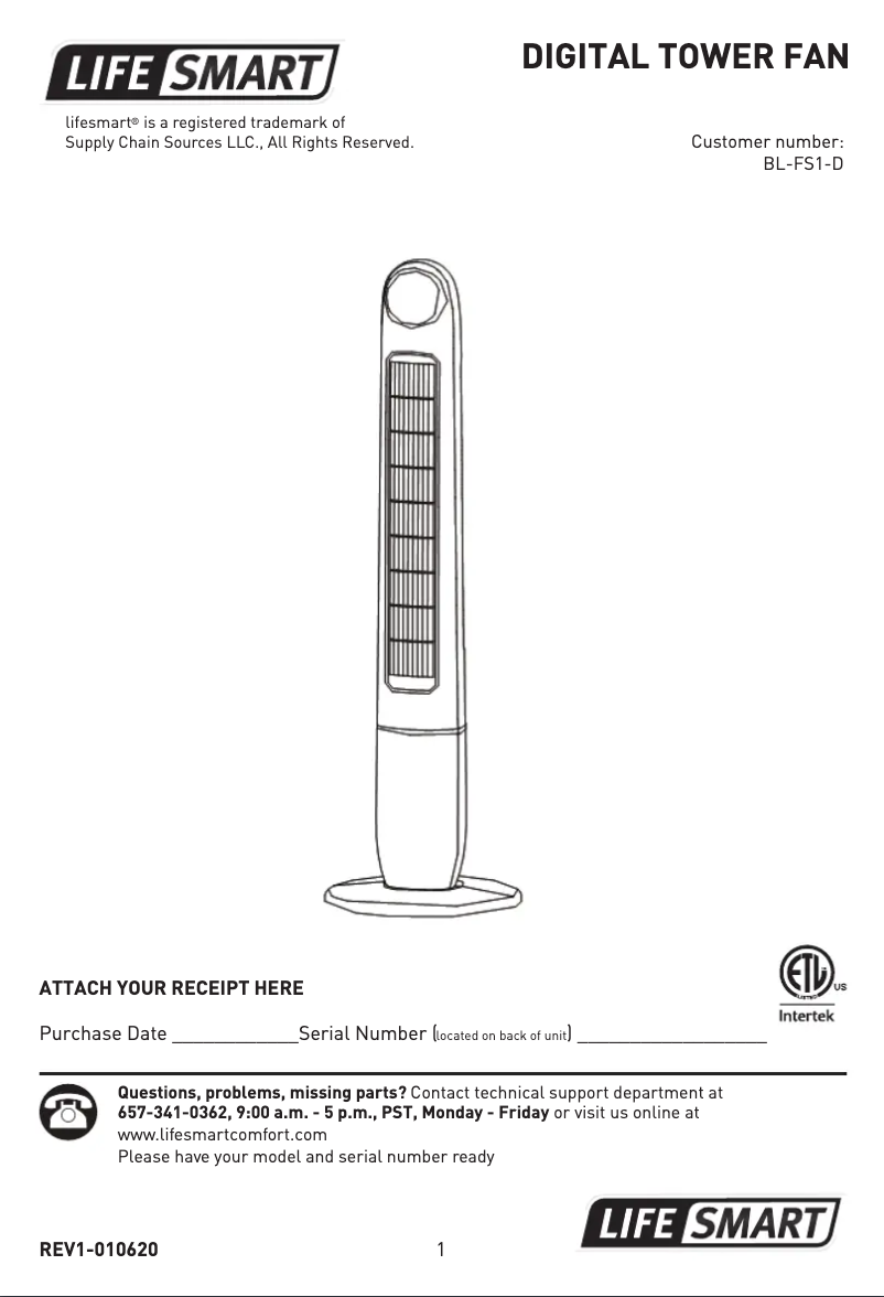 Page 1 de la notice Manuel utilisateur Lifesmart BL-FS1-D