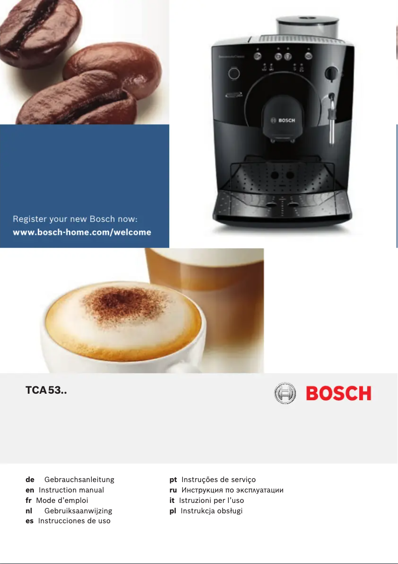 Page 1 de la notice Manuel utilisateur Bosch Benvenuto Classic TCA5309