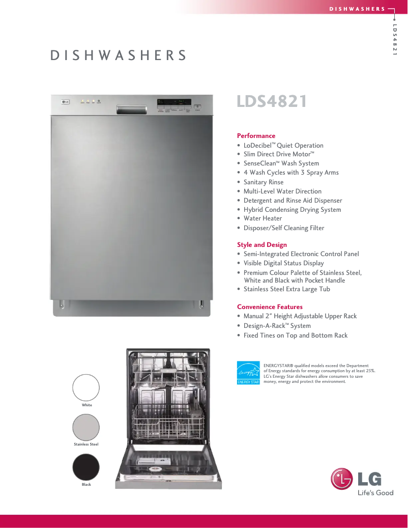 Page 1 de la notice Fiche technique LG LDS4821BB