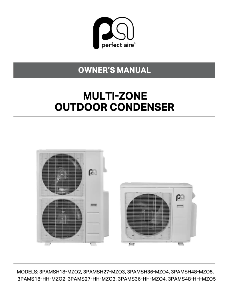 Page 1 de la notice Manuel utilisateur Perfect Aire 3PAMSH27-MZO3