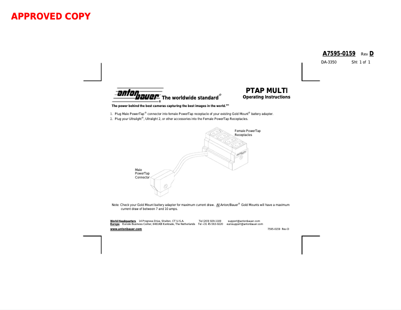 Page 1 de la notice Manuel utilisateur Anton/Bauer PTAP MULTI