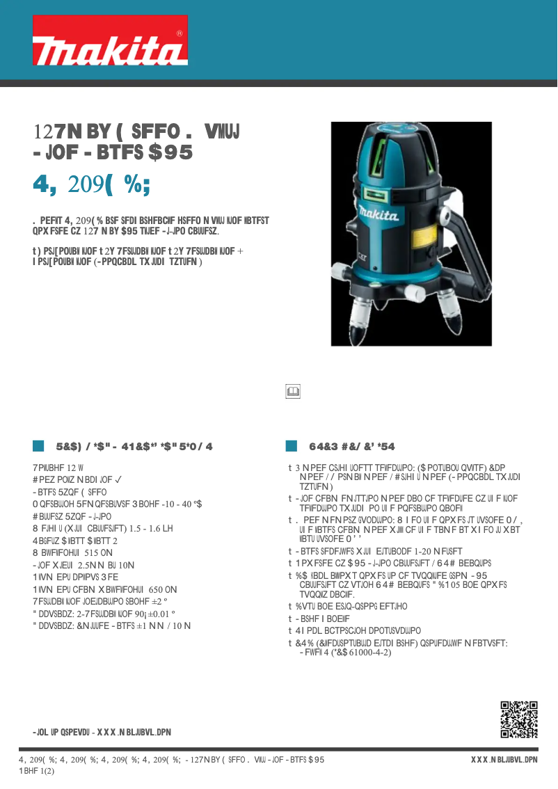 Page 1 de la notice Fiche technique Makita SK209GD