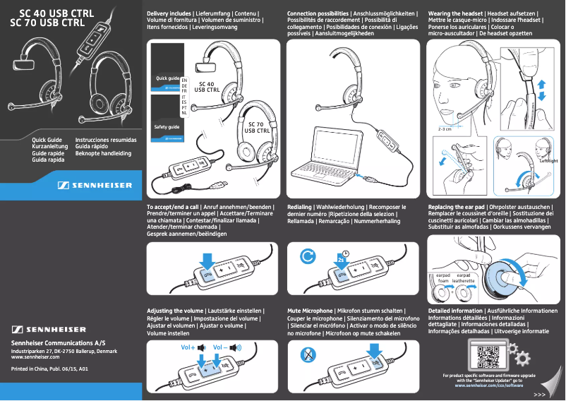 Page 1 de la notice Manuel utilisateur Sennheiser SC 70 USB CTRL