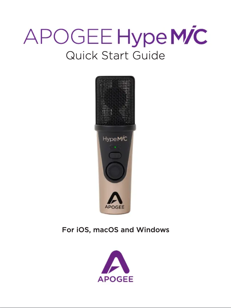 Page 1 de la notice Manuel utilisateur Apogee HypeMiC
