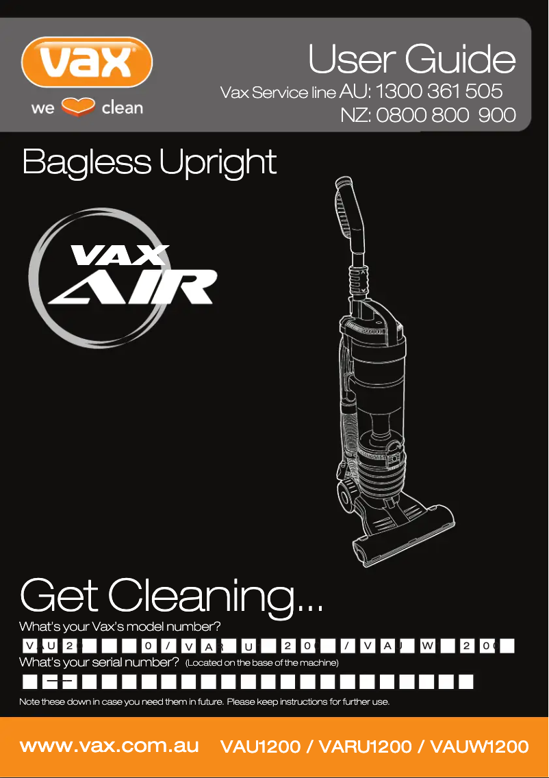 Image de la première page du manuel de l'appareil Air VAU1200