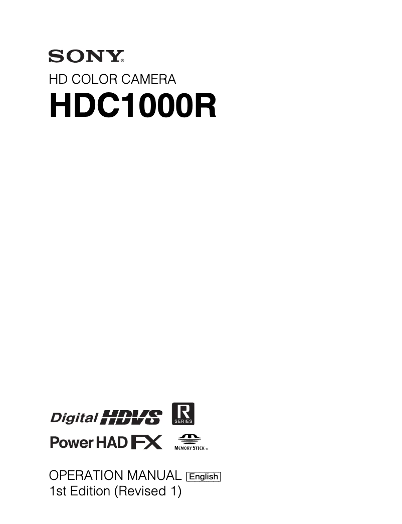 Image de la première page du manuel de l'appareil HDC-1000R