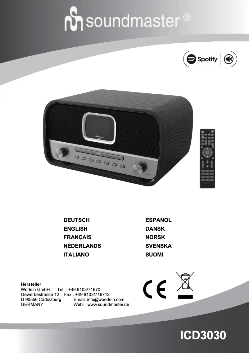 Page 1 de la notice Manuel utilisateur Soundmaster ICD3030